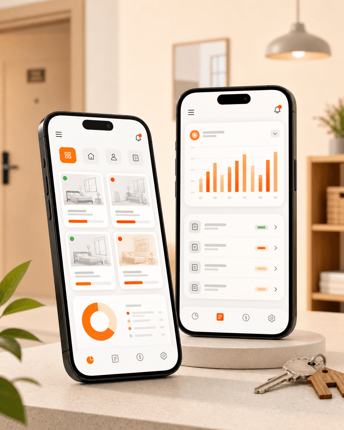Room rental app mockup. Replace with real app screenshots later